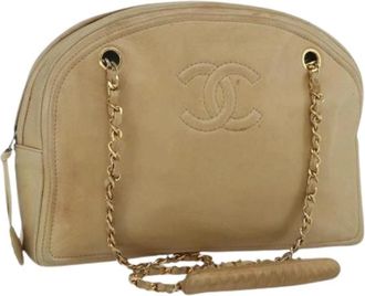 Chanel Pre-owned Shoulder Bags, female, Beige, Size: ONE SIZE Pre-owned Leather Shoulder Bag