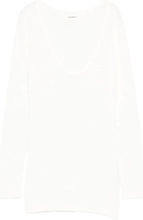 Lisa Yang Round-neck Knitwear, female, White, XS, Amalea Cotton and Cashmere Jumper