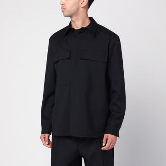Jil Sander Black Wool Shirt With Pockets