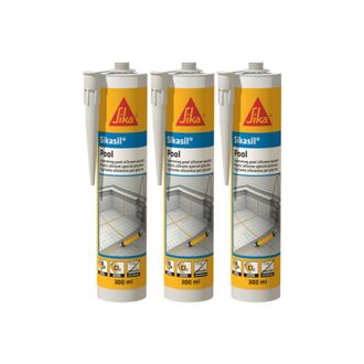 Sika Set di 3 Sigillante siliconico per piscina SIKA Sikasil - Grigio - 300ml