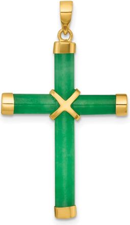 Diamond2Deal 14k Yellow Gold Polished Jade -X- Cross Pendant