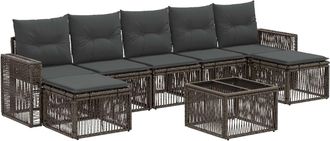 vidaXL Conjunto De Sof&aacute;s De Jard&iacute;n 8 Uds. Gris Y Gris Oscuro Vidaxl