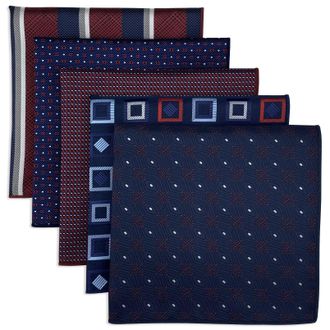 Shlax & Wing 5 Pack Mens Pocket Squares Set 12.6 Formal Handkerchiefs for Suits Weddings Tuxedos Assorted Colors Patterns No.35