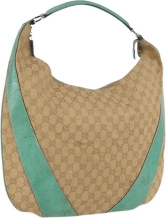 Gucci Pre-owned Shoulder Bags, female, Beige, Size: ONE SIZE Pre-owned Vintage GG Canvas Shoulder Bag