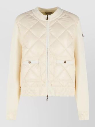 Moncler tricot cotton cardigan front pockets quilting