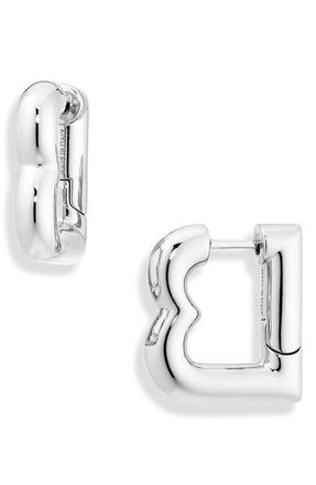 Balenciaga Eisa B XS Hoop Earrings in Shiny Silver 0926 at Nordstrom