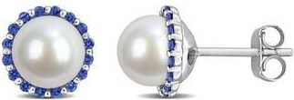 Delmar Blue Sapphire & Cultured Pearl Stud Earrings at Nordstrom Rack
