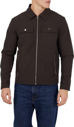 Brave Soul Zip-Up Collared Shacket in Brown at Nordstrom, Size X-Large