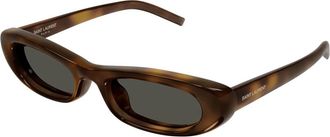 Saint Laurent Shade Plump Zonnebril - Dames - Zonnebrillen - Bruin - 53 MM - Nylon - Accessoires