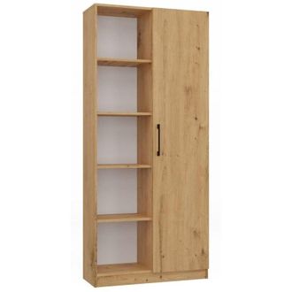 Topeshop VILLME - Minimalist design bookcase - 1 door + 10 shelves - 80x30x182 cm - Storage unit