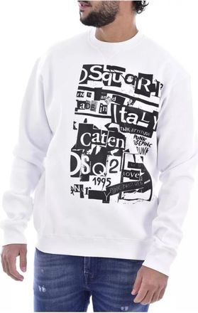 Dsquared2 Witte Sweatshirt met Bedrukt Logo - Heren - Sweatshirts - Wit - S - Katoen - Hoodies & sweatvesten