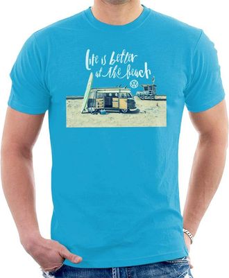 Volkswagen Life is Better by The Beach Camper Mens T-Shirt Sapphire