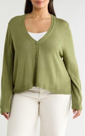 Max Studio V-Neck Button Front Cardigan in New Green at Nordstrom Rack, Size 2X