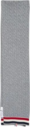 Thom Browne Kabel- en Ribsjaal - Dames - Wintersjaals - Grijs - ONE Size - Wol - Accessoires