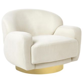 Beliani Beliani - Sill&oacute;n Curvado Glamuroso Art Deco Base Dorada Tela Beige Claro Lejre