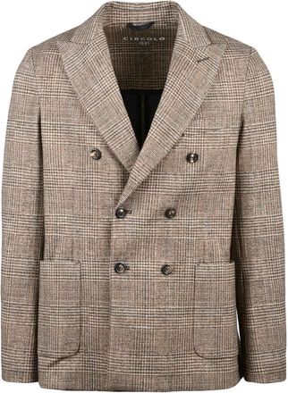 Circolo 1901 Double-Breasted Checkered Jacket With Wide Lapels And Patch Pockets