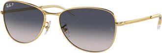 Ray-Ban Polarized Blue Gradient Pilot Unisex Sunglasses RB3733 001/78 56