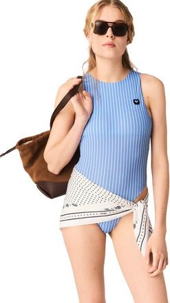 Maje Striped bodysuit in Blue White Stripes at Nordstrom, Size X-Small
