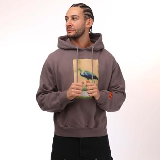 Heron Preston Mens Censored Hoodie in Grey yellow - Size Large