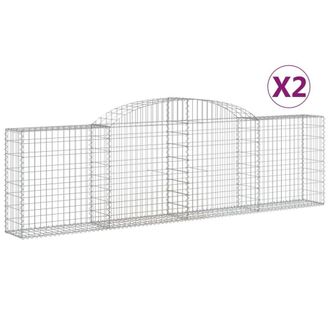 Berkfield Home Arched Gabion Baskets 2 pcs 300x30x80/100 cm Galvanised Iron in Silver