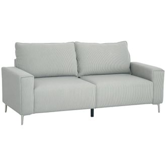 HOMCOM 193cm Upholstered Corduroy Settee with Spring Cushion - Light Grey | TJ Hughes