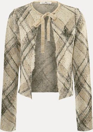 Vivienne Westwood Broken Tartan Cardigan Cotton Linen Blend Gold-multi XS Women