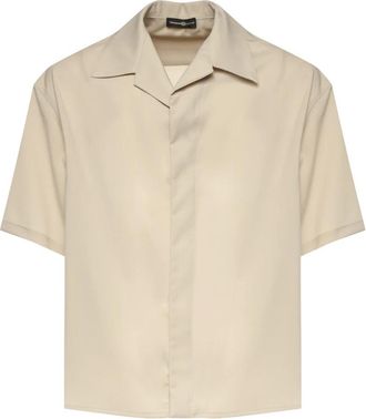Giuliano Galiano Voltensabbia - Heren - Korte mouwen Overhemden - Beige - 2XL - Katoen - Overhemden