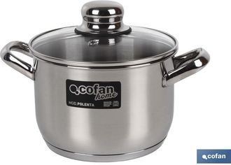 cofan Olla Inox Inducci&oacute;n.2 L Mod Polenta Tapa De Vidrio &Oslash;160 Mm - Cofan