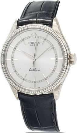 Rolex pre-owned Cellini Time 39mm - men - 18kt White Gold - One Size - Silver