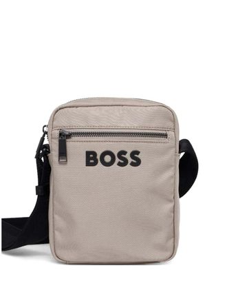 BOSS textured zip-up shoulder bag - Neutrals
