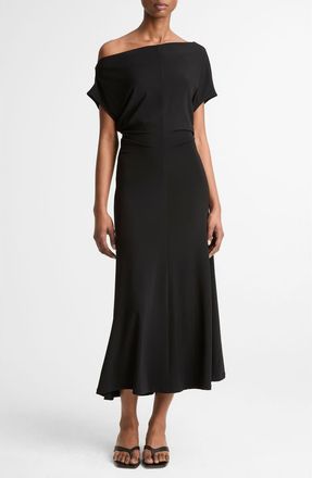 Vince Ruched One-Shoulder Midi Dress in Black at Nordstrom, Size Xx-Small