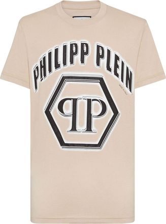 Philipp Plein logo-print cotton T-shirt - men - Cotton - XXXL - Neutrals