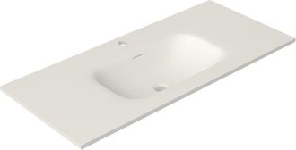 Saniclass Flow Meubelwastafel - 101x46x1.5cm - overloop - 1 wasbak midden - 1 kraangat - solid surface wit mat