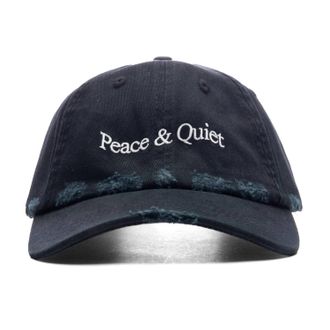 Museum of Peace and Quiet Mens Wordmark Distressed Dad Hat In Black