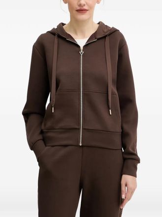 Guess Co zipped embellished hoodie - women - Recycled Polyester/Recycled Viscose/Recycled Elastane/Polyester - M - Brown