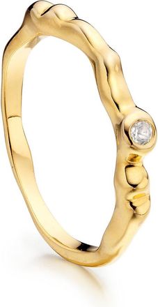 Monica Vinader Siren White Topaz Band, Gold Vermeil on Silver