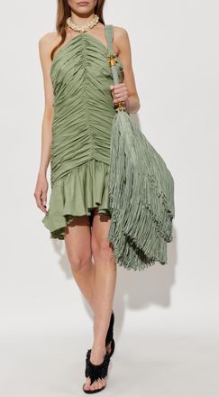 Balmain Short Dress With Appliqu&eacute;s At The Neckline, Womens, Green