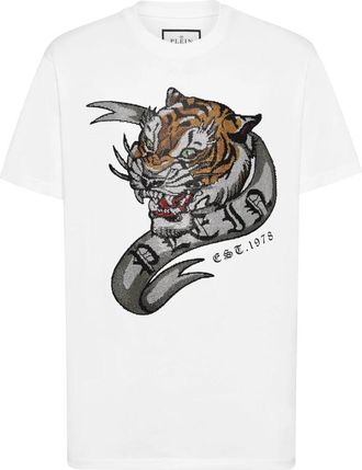Philipp Plein T-shirt Ronde Hals SS Tattoo - Heren - T-shirts - Wit - 2XL - Katoen - Tops