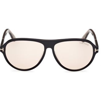 Tom Ford Quincy 59mm Pilot Sunglasses in Black /Eco /Oyster /T Logo at Nordstrom