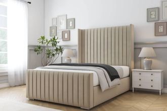 Comfort Beds Chester Coniston Bed Frame With Mattress-50 Upholstered Wingback in Cream | Size: Single
