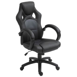 Vinsetto Gray Racing Gaming Chair Swivel Home Office Gamer Chair with Wheels | TJ Hughes