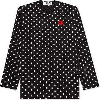 Comme Des Gar&ccedil;ons Polka Dot Long Sleeves Tee Black White AZ-T166-051-1