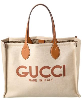 Gucci Medium Canvas & Leather Tote