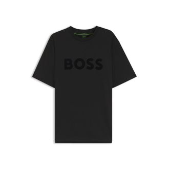 BOSS Tonal flocked-logo T-shirt in stretch cotton