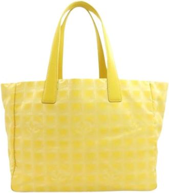 Chanel Pre-owned Vintage Nylon Tote Bag - Dames - Vintage Shopper - Geel - ONE Size - Nylon - Vintage