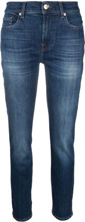 7 For All Mankind mid-rise cropped jeans - women - Cotton/Spandex/Elastane - 29 - Blue