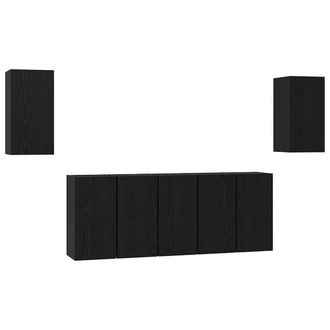 Berkfield Home TV Cabinet 7 pcs Black oak 30.5 x 30 x 60 cm Engineered wood