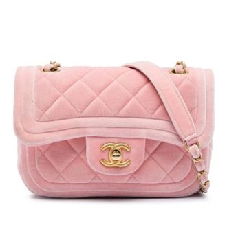 Chanel Pre-owned Velvet Flap Shoulder Bag - Dames - Pre-owned - Roze - Maat: ONE Size Velours