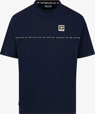 Aquascutum Mens Aquascutum Mens Club Check Piping T-Shirt - Navy 11 - Size: 42