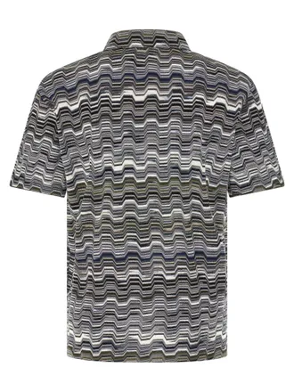 Missoni Zig Zag Jacquard Cotton Polo Shirt - Navy
